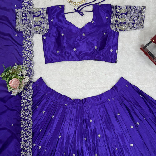Purple Color Heavy Thread with Sequins Work  Designer Lehenga Choli