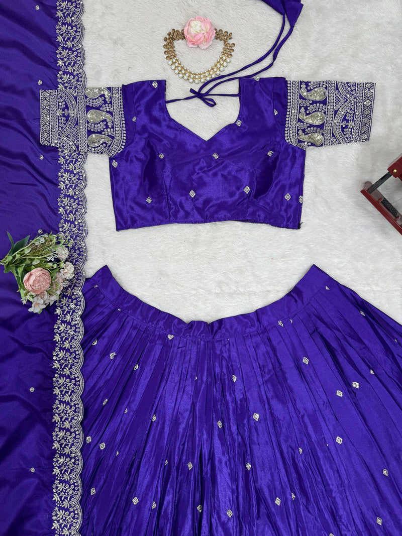 Purple Color Heavy Thread with Sequins Work  Designer Lehenga Choli
