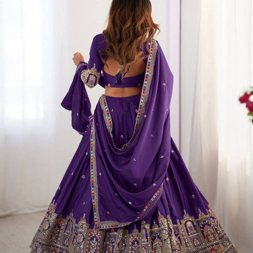 Purple Color Heavy Thread with Sequins Work  Designer Lehenga Choli