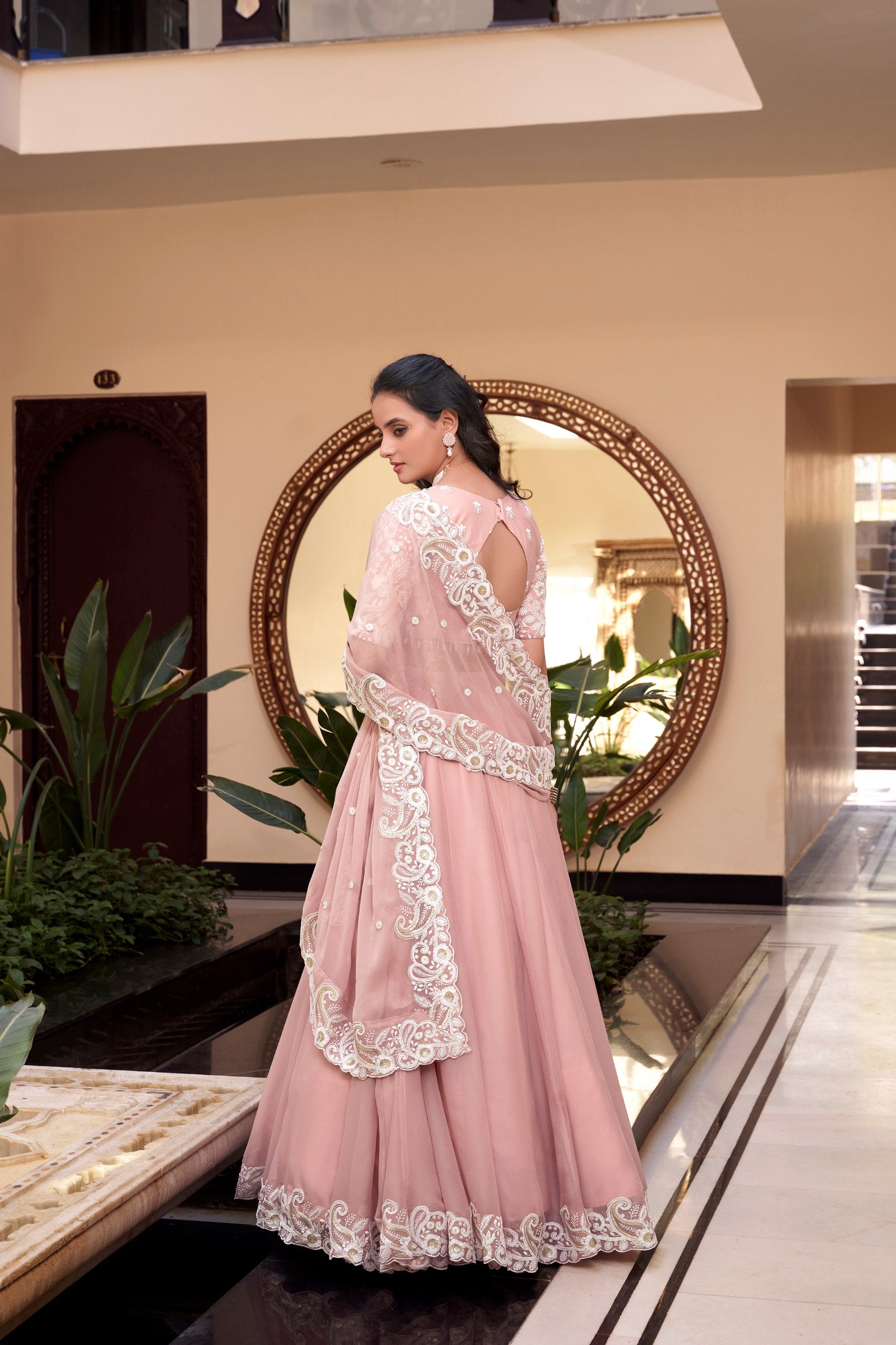 Baby Pink Color Sequins with Embroidery Work  Designer Lehenga Choli