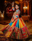 Geeta Rabari Wear Multi Color Digital Printed Mirror Work Muslin  Lehenga Choli