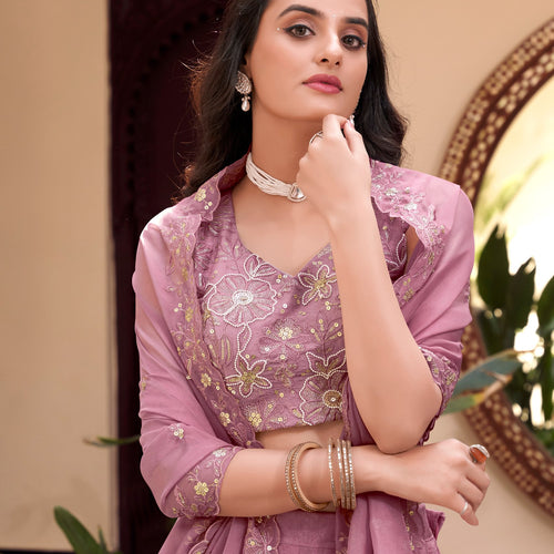 Pink Color Sequins with Embroidery Work  Designer Lehenga Choli