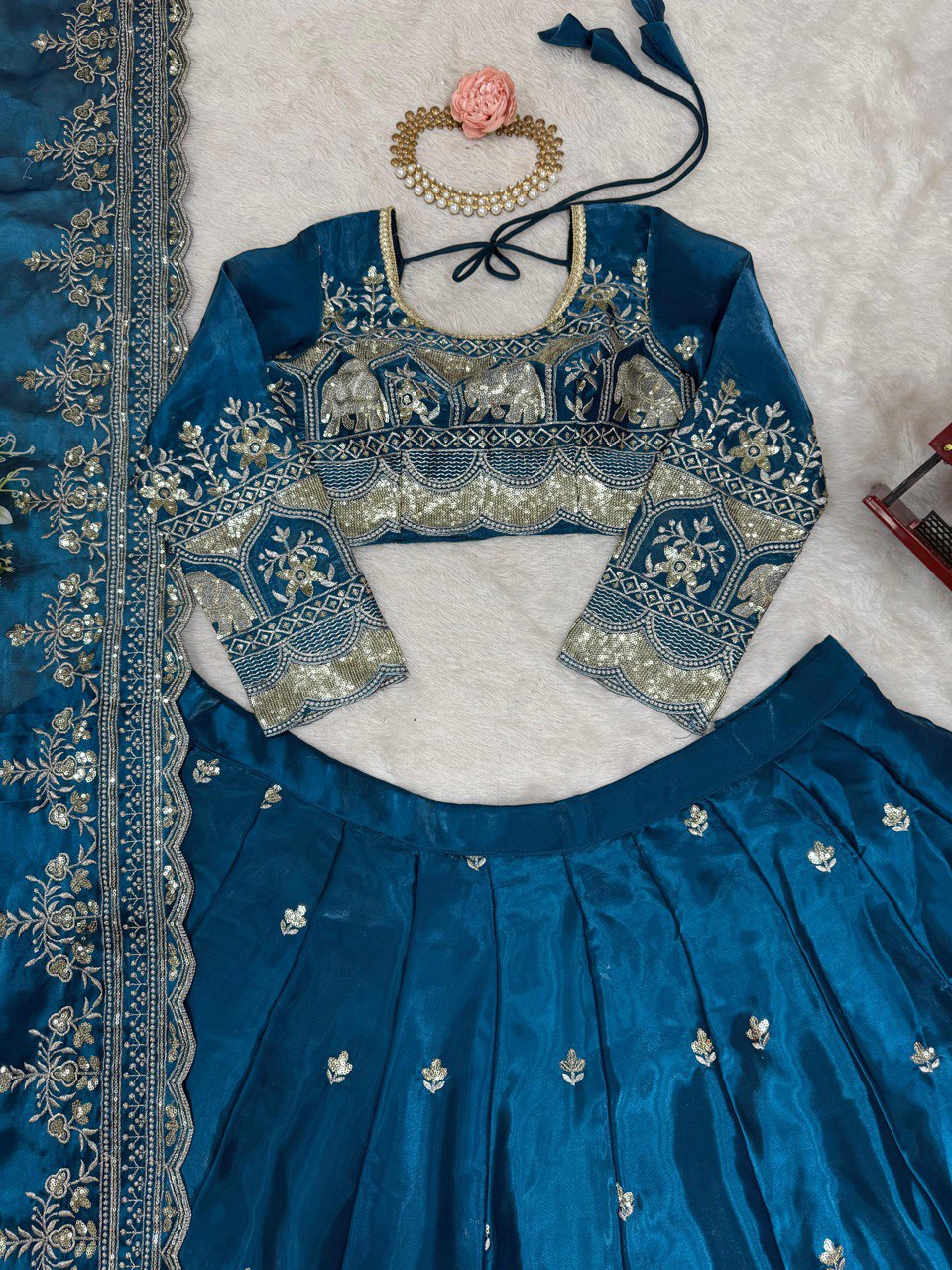 Blue Color Heavy Thread with Sequins Work  Designer Lehenga Choli
