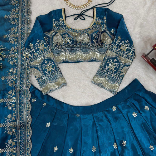 Blue Color Heavy Thread with Sequins Work  Designer Lehenga Choli