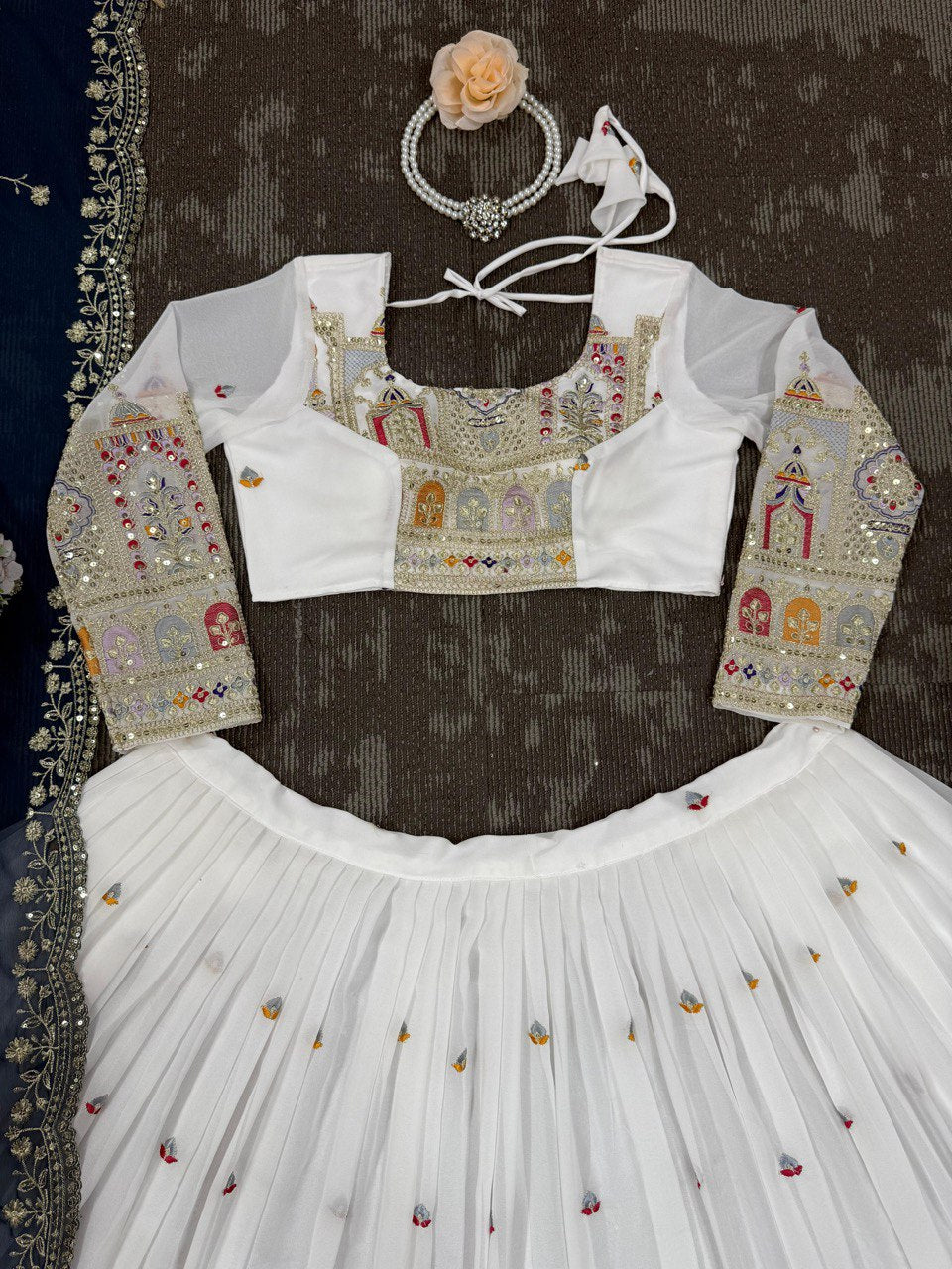 White Color Heavy Thread with Sequins Work  Designer Lehenga Choli