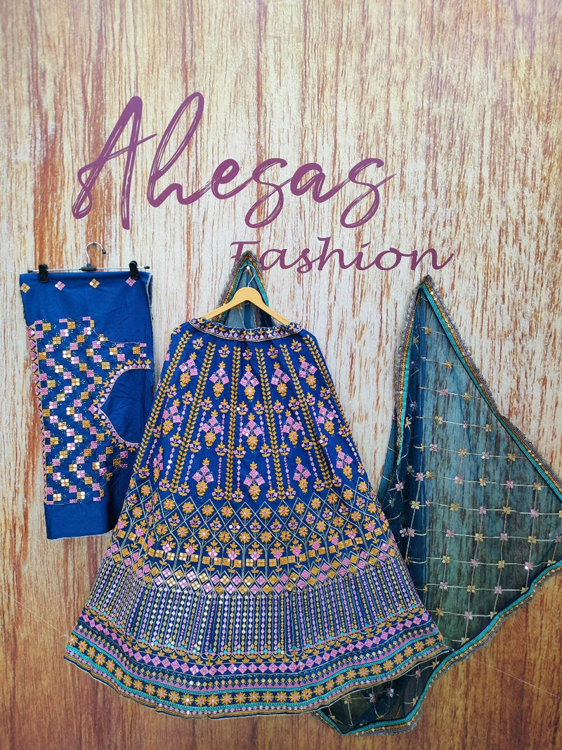Blue Color Wedding Wear Designer Heavy Embroidered Sequence Lehenga