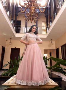 Baby Pink Color Sequins with Embroidery Work  Designer Lehenga Choli
