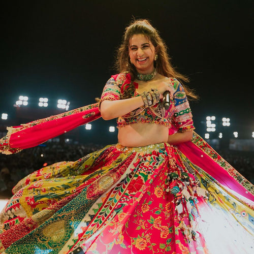 Kinjal Dave Wear Designer Real Mirror Work Muslin Fabric Printed Replica Chaniya Choli