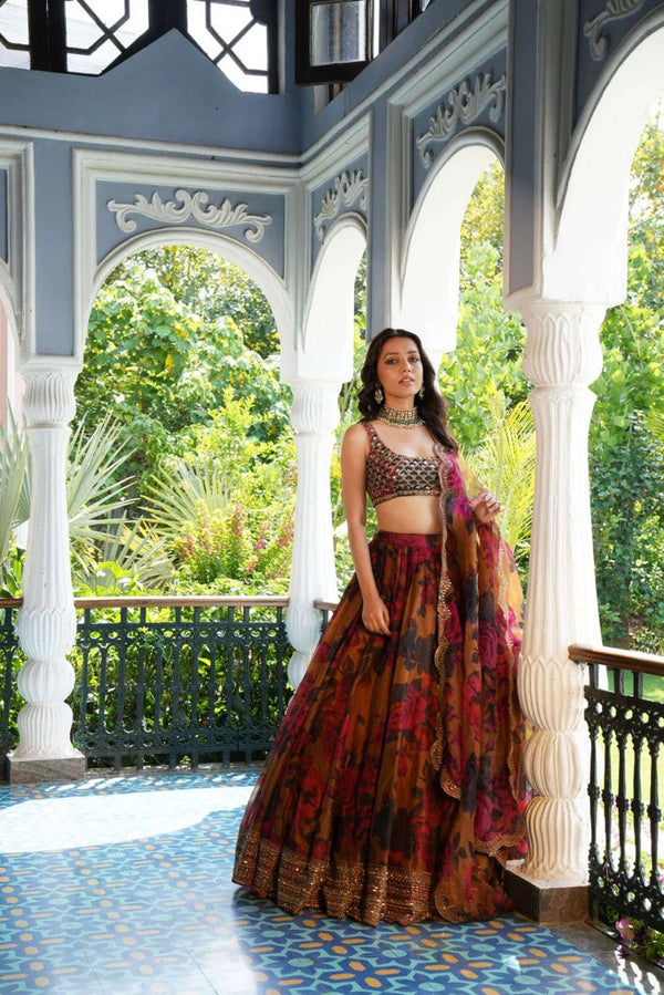 Multi Color Heavy Thread with Sequins Work  Designer Lehenga Choli