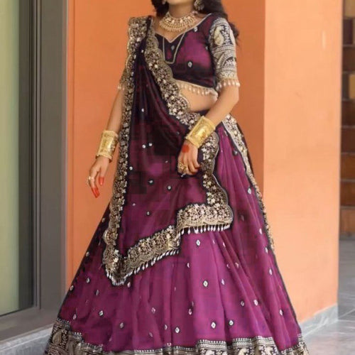 Dark Pink Color Heavy Thread with Sequins Work  Designer Lehenga Choli