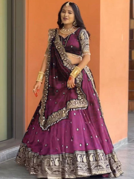 Dark Pink Color Heavy Thread with Sequins Work  Designer Lehenga Choli