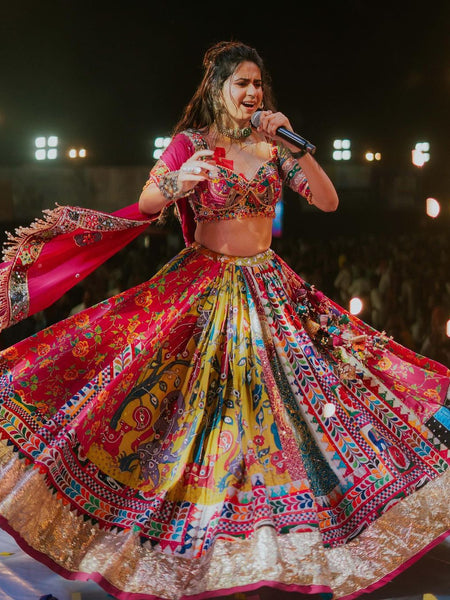 Kinjal Dave Wear Designer Real Mirror Work Muslin Fabric Printed Replica Chaniya Choli