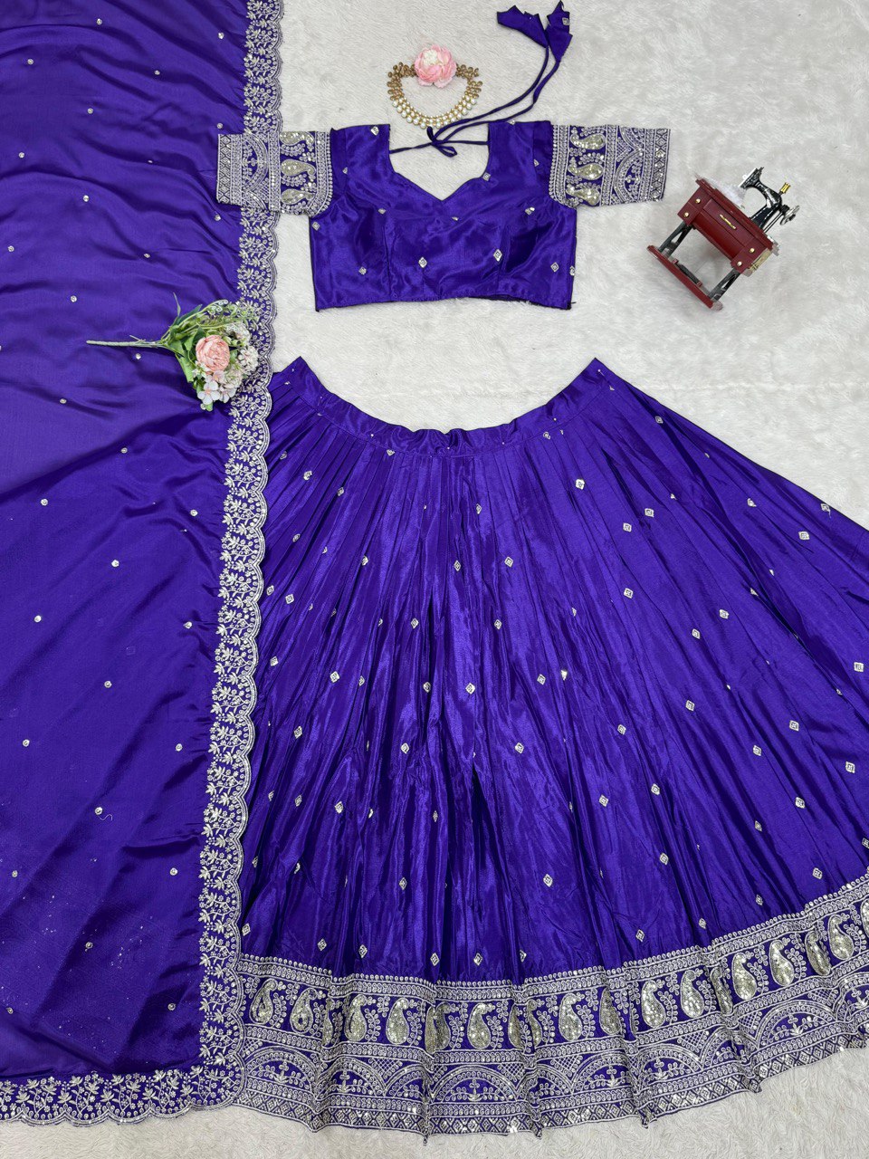 Purple Color Heavy Thread with Sequins Work  Designer Lehenga Choli