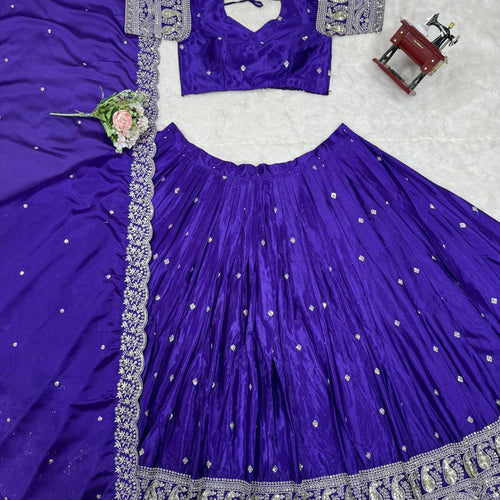 Purple Color Heavy Thread with Sequins Work  Designer Lehenga Choli