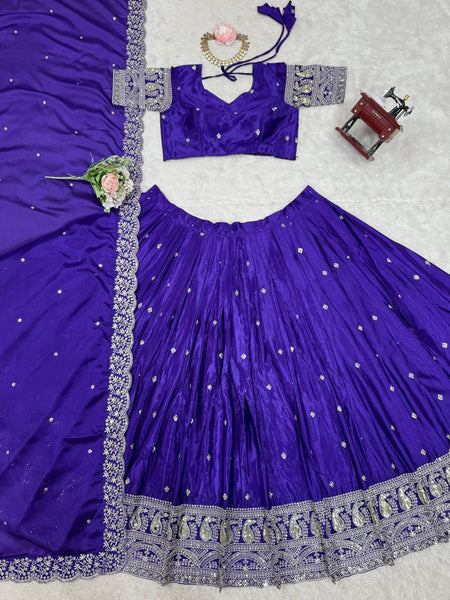 Purple Color Heavy Thread with Sequins Work  Designer Lehenga Choli