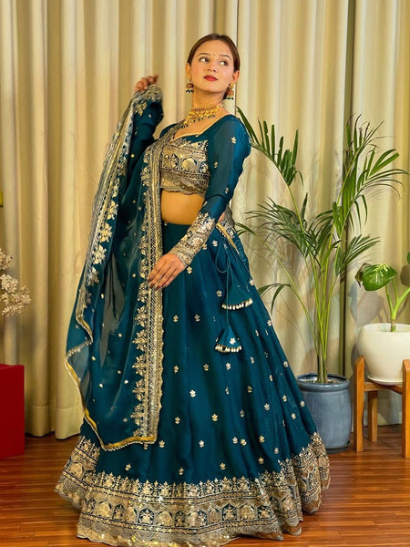 Blue Color Heavy Thread with Sequins Work  Designer Lehenga Choli