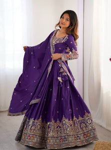 Purple Color Heavy Thread with Sequins Work  Designer Lehenga Choli