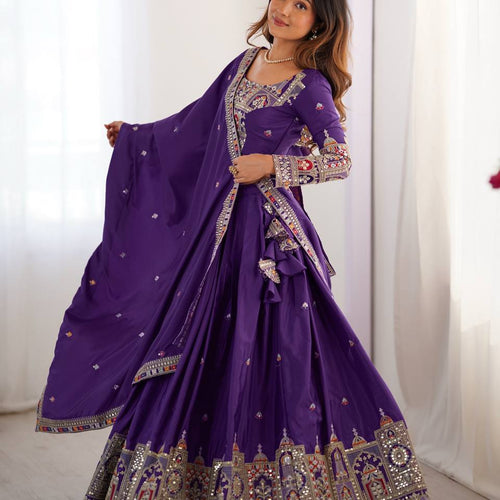 Purple Color Heavy Thread with Sequins Work  Designer Lehenga Choli
