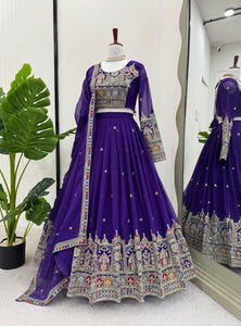 Purple Color Heavy Thread with Sequins Work  Designer Lehenga Choli