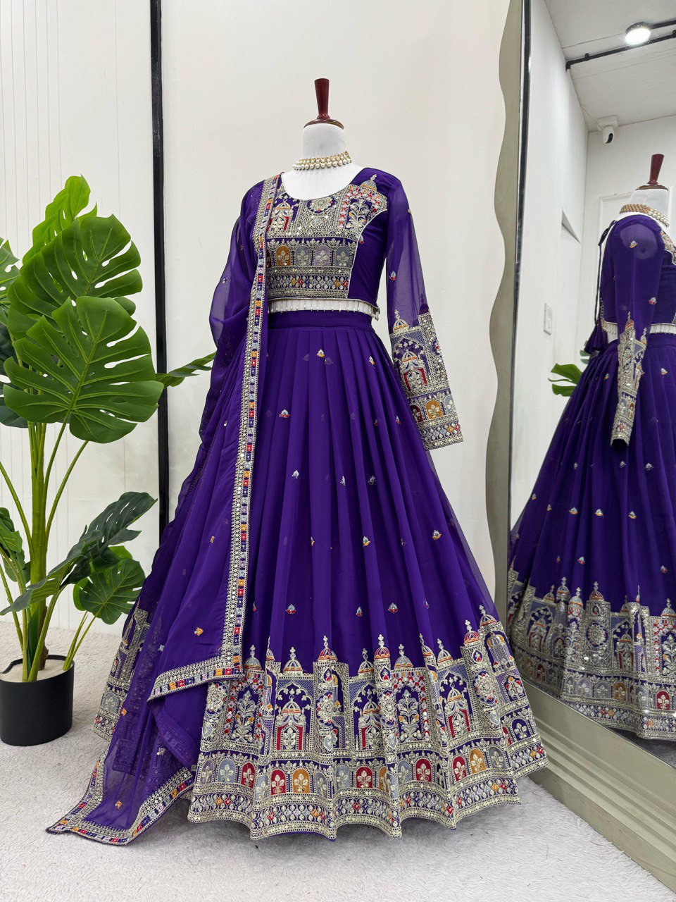 Purple Color Heavy Thread with Sequins Work  Designer Lehenga Choli