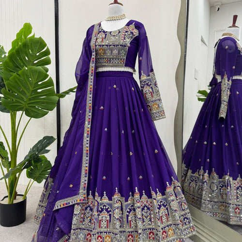 Purple Color Heavy Thread with Sequins Work  Designer Lehenga Choli
