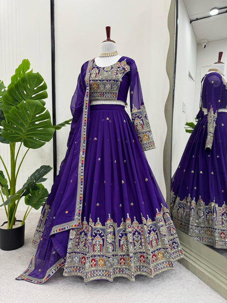 Purple Color Heavy Thread with Sequins Work  Designer Lehenga Choli