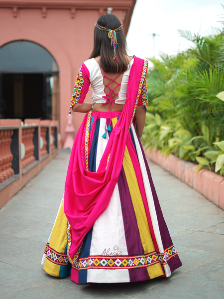 Multi Color Designer Gamthi Work Rady to Wear Navratri Lehenga Choli