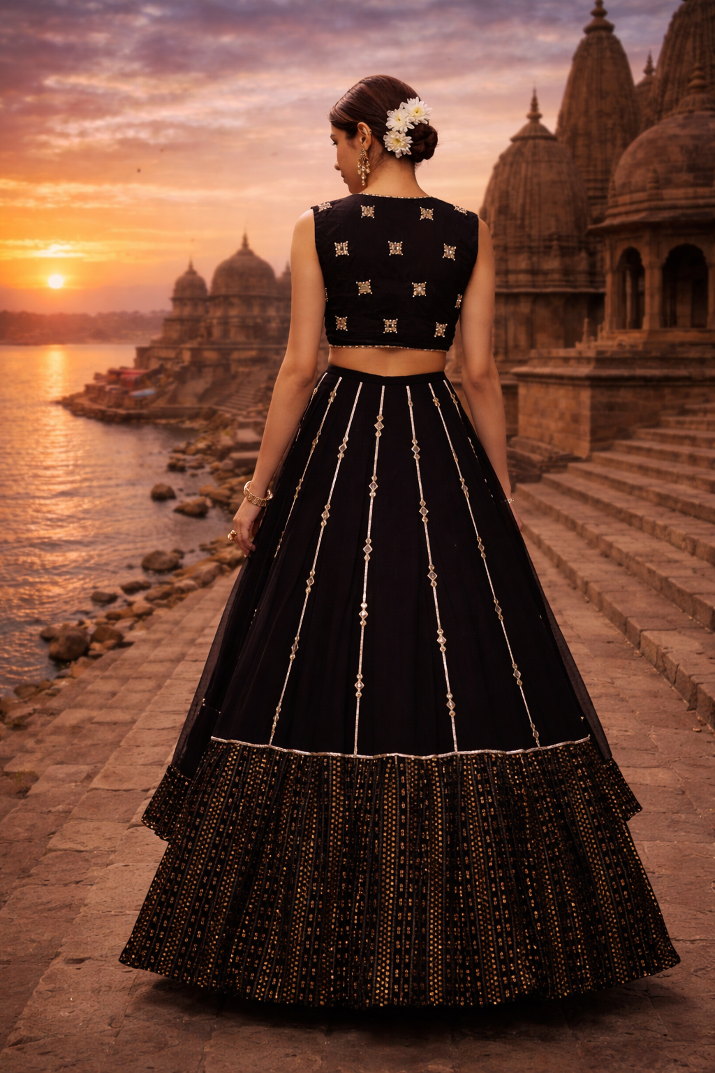 Black Georgette Trendy Sequence Work Party Wear Designer Lehenga Choli
