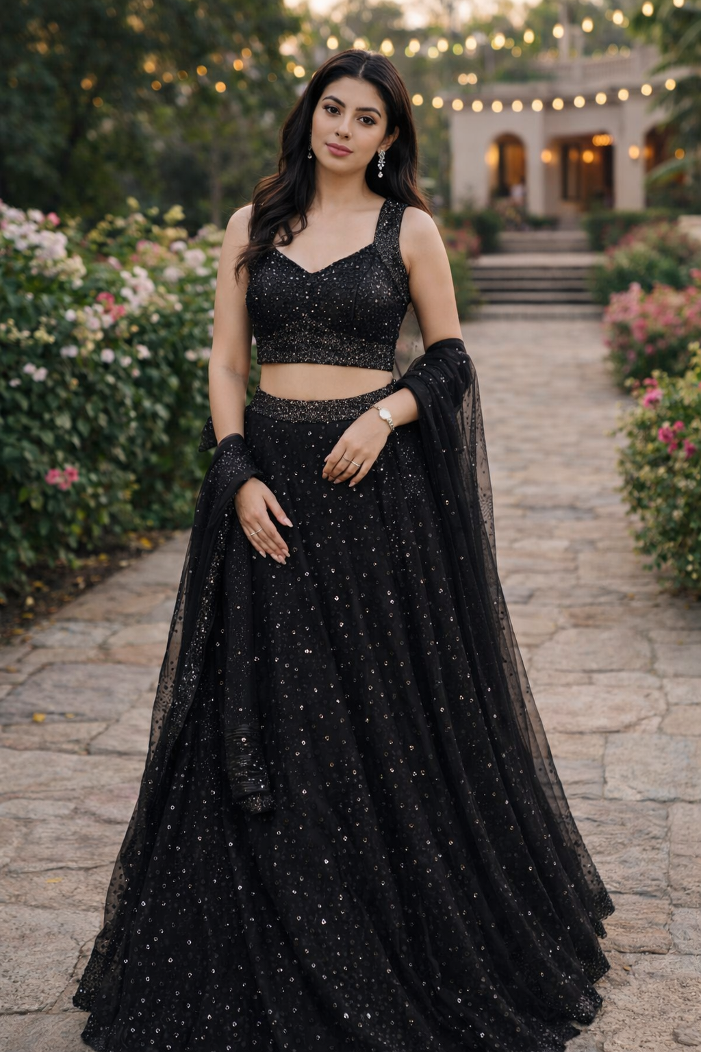 Black Color Designer Sequence Embroidery Work Lehenga Choli