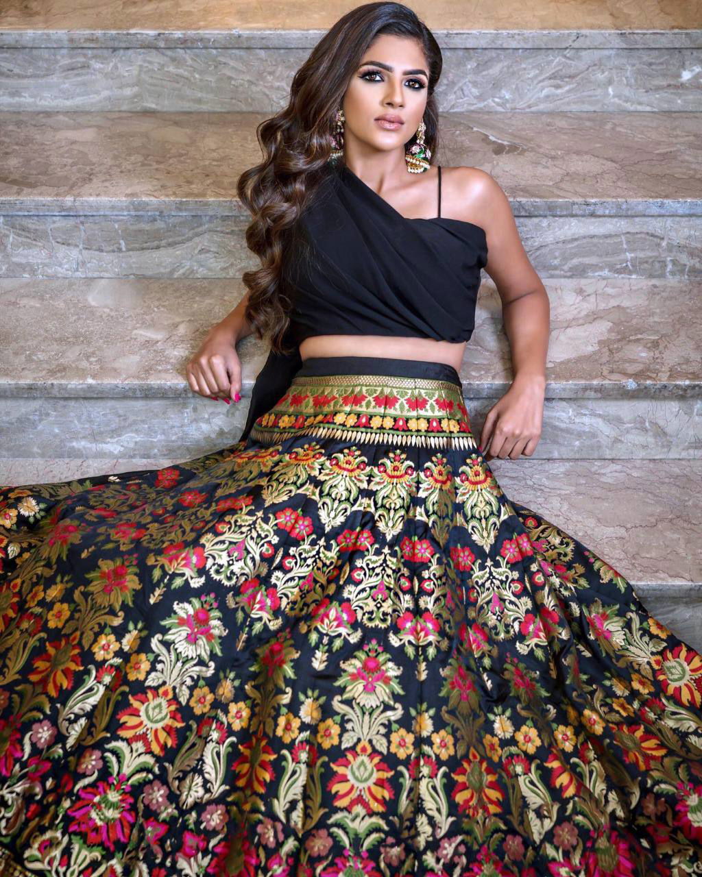 Black Party Wear Banarasi Weaving Designer Party Wear Lehenga - Ahesas