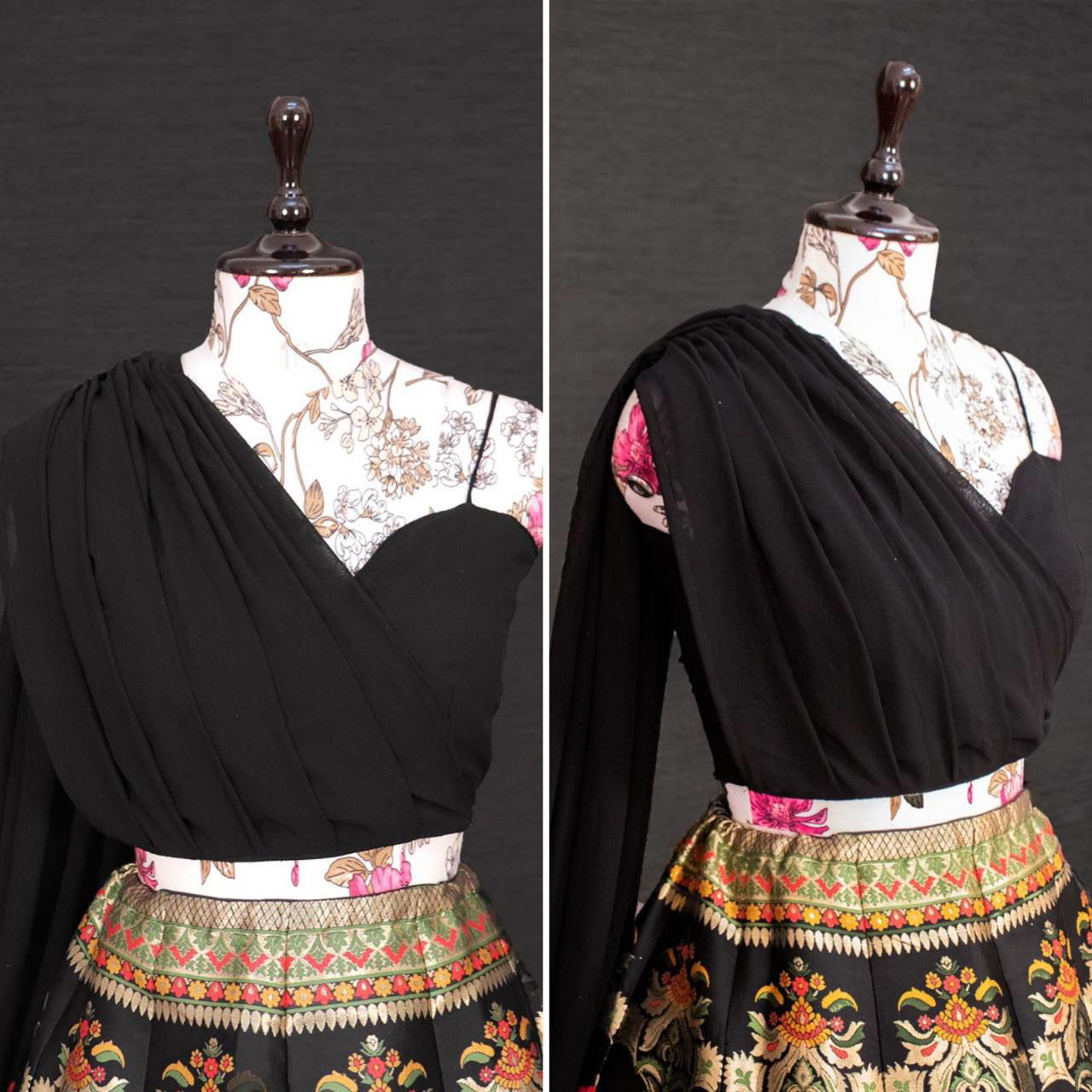 Black Party Wear Banarasi Weaving Designer Party Wear Lehenga - Ahesas