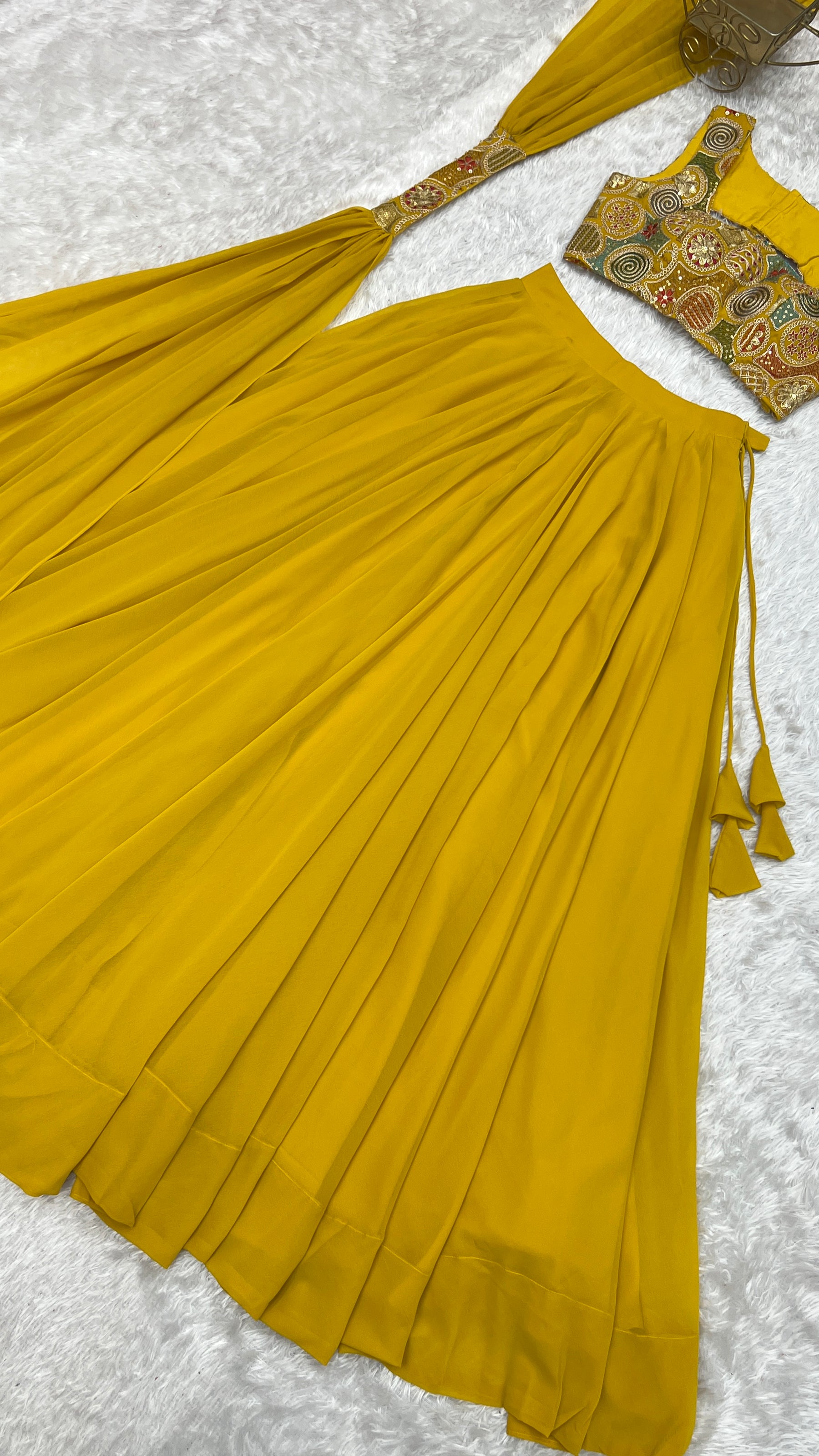Yellow Color Soft Georgette Ready to Wear Lehenga Choli