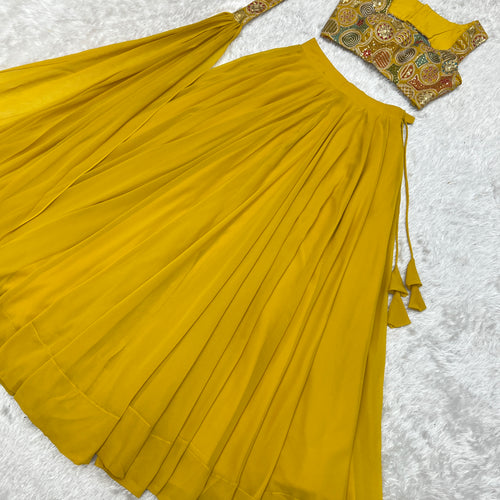 Yellow Color Soft Georgette Ready to Wear Lehenga Choli