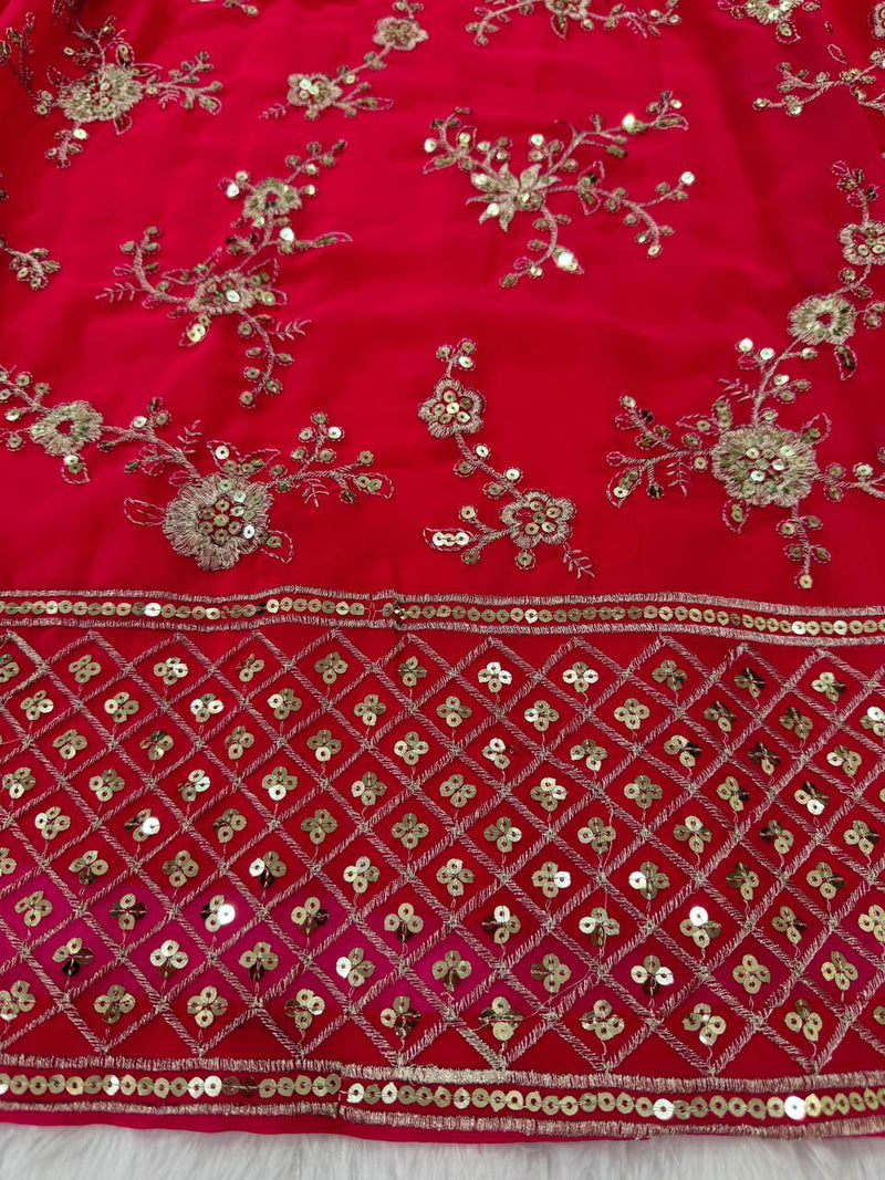 Dark Pink Color Sequence Work Georgette Designer Lehenga Choli - Ahesas