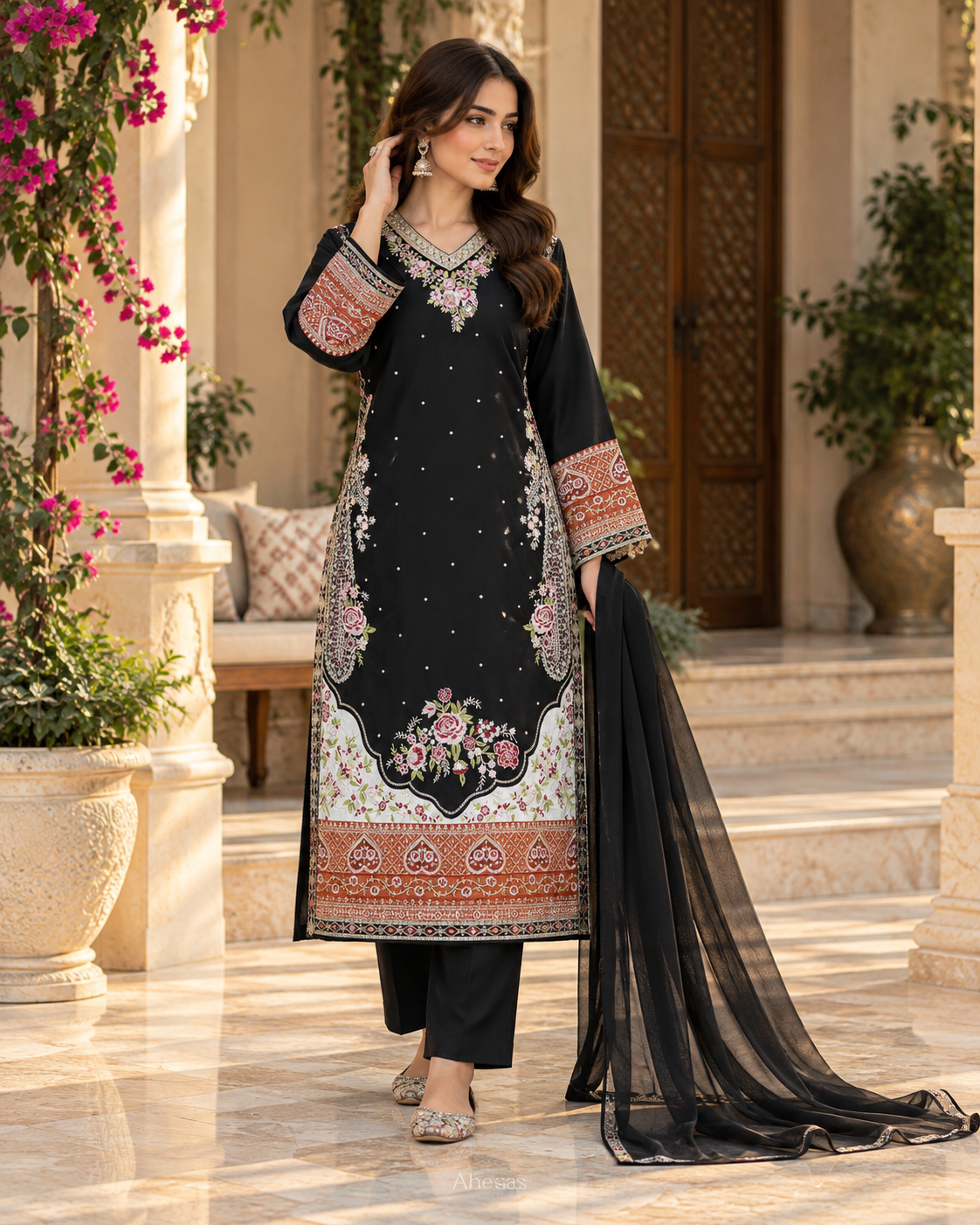 Black Embroidered Sequins Pakistani Salwar Suit