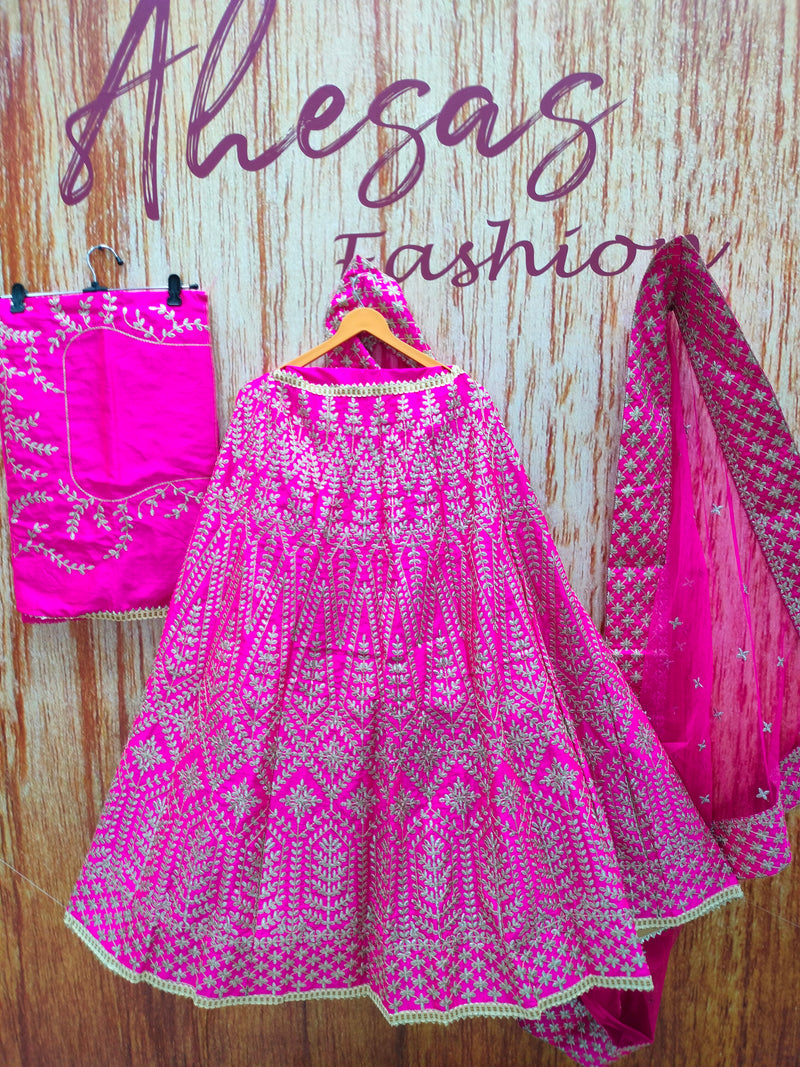 Pink Color Wedding Wear Embroidery Work Designer Lehenga Choli