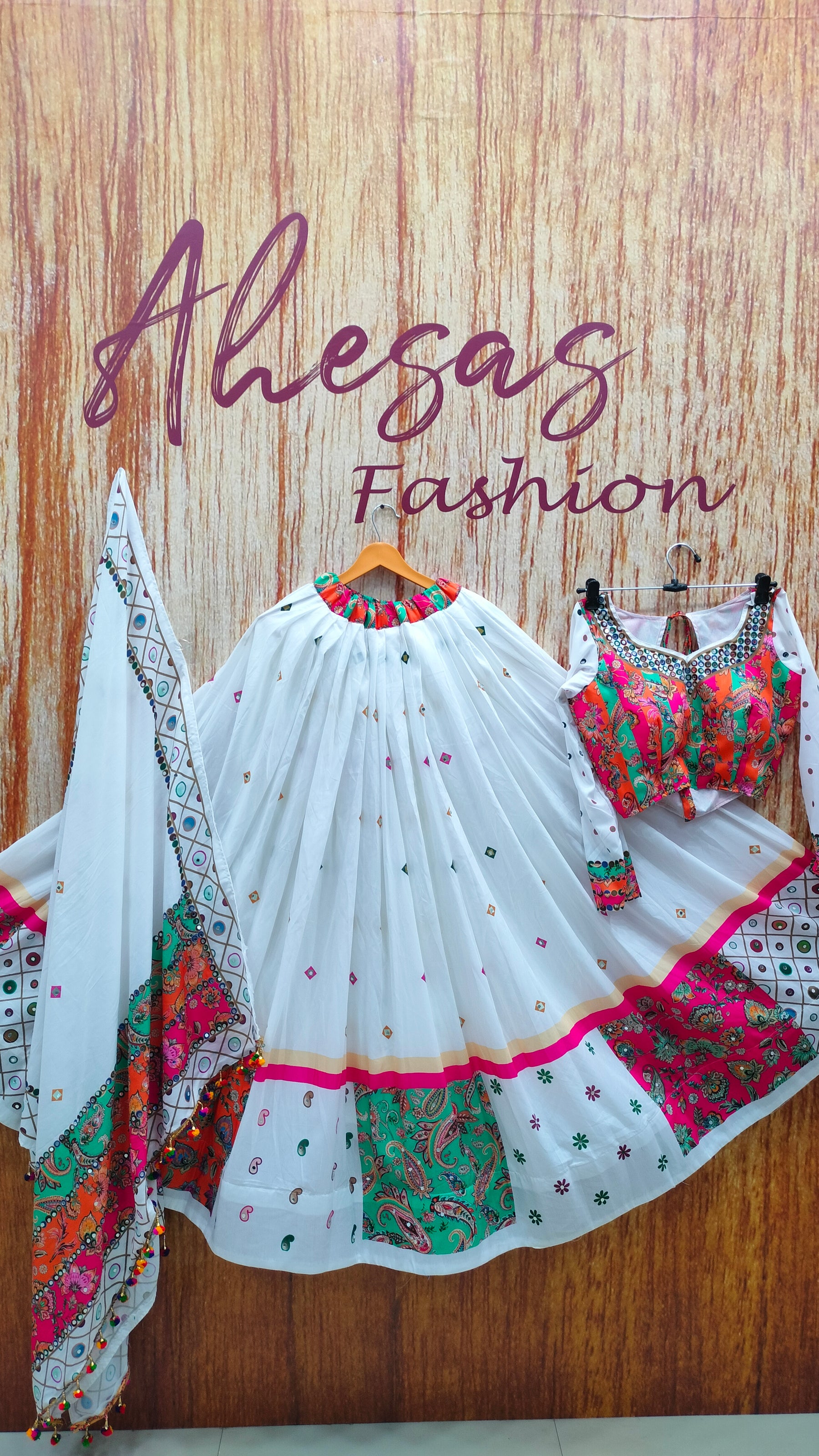 White Color Muslin  With Digital Print Real Mirror Lehenga Choli
