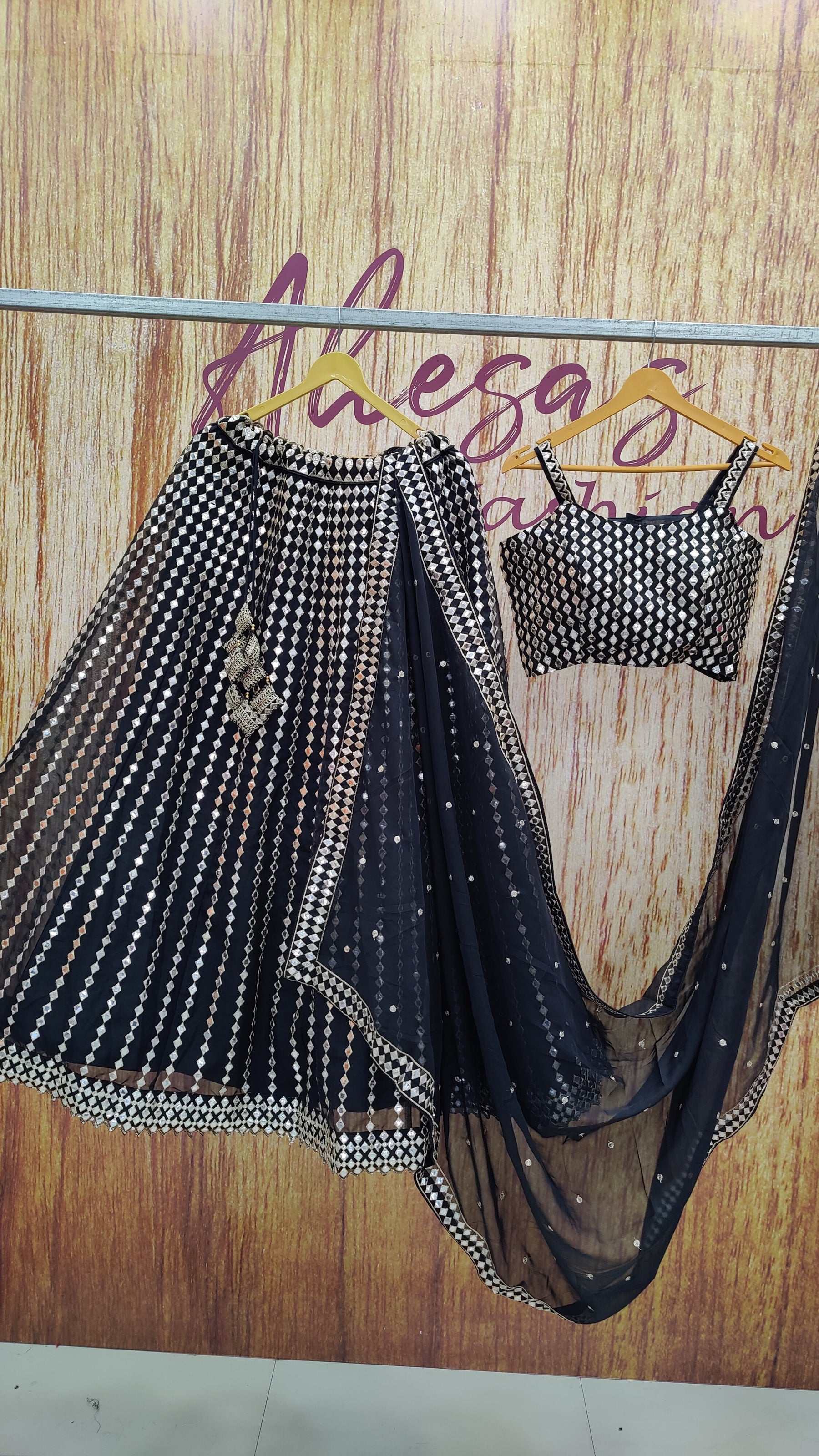 Black Color Embroidered Designer Party Wear Organza Silk Lehenga Choli