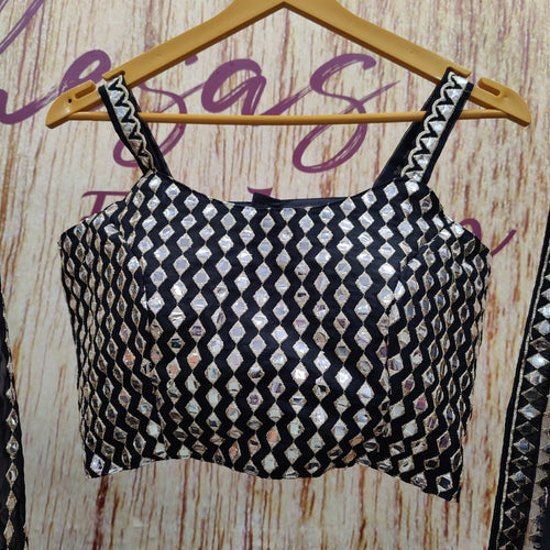 Black Color Embroidered Designer Party Wear Organza Silk Lehenga Choli