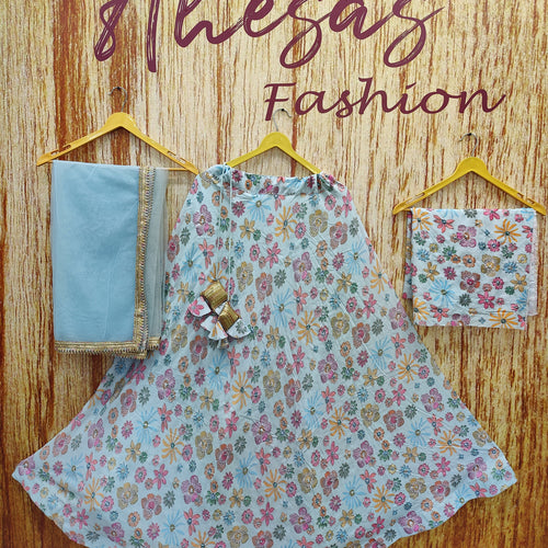 Sky Blue Color Designer Trendy Party Wear Lehenga Choli