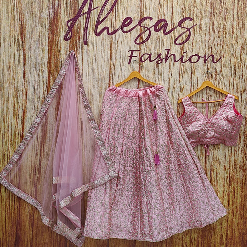 Pink Color Sequins Embroidery Work Designer Wedding Wear Lehenga Choli