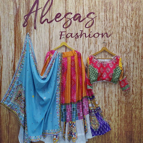 Multi Color Magic Cotton With Digital Print Real Mirror Lehenga Choli Set