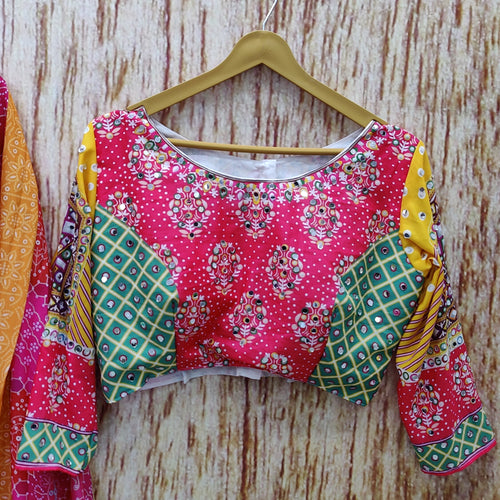 Multi Color Magic Cotton With Digital Print Real Mirror Lehenga Choli Set