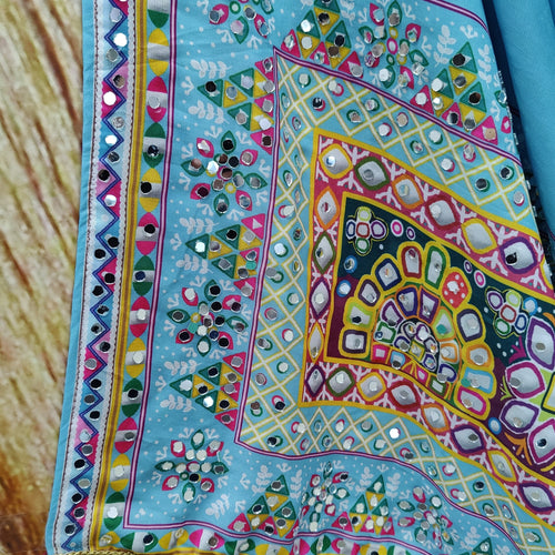 Multi Color Magic Cotton With Digital Print Real Mirror Lehenga Choli Set