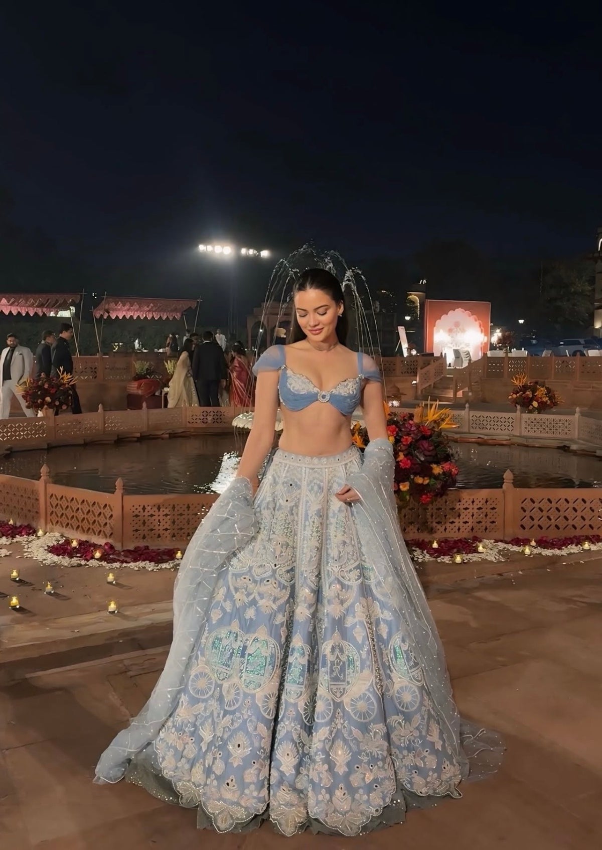 Ice Blue Sequin Party Wear Lehenga Choli