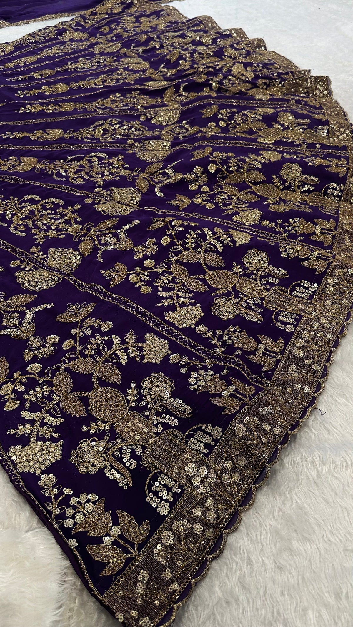 Royal Purple Sequins Wedding Lehenga Choli