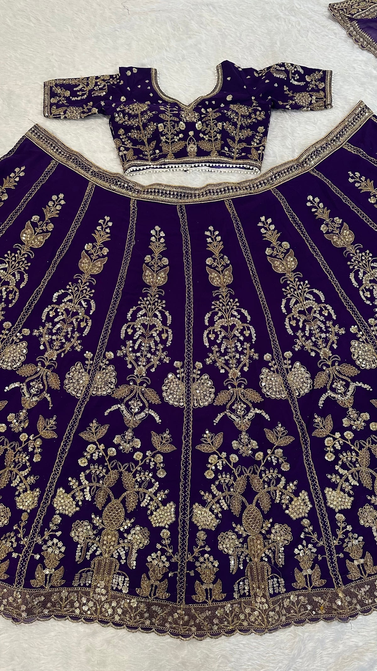 Royal Purple Sequins Wedding Lehenga Choli