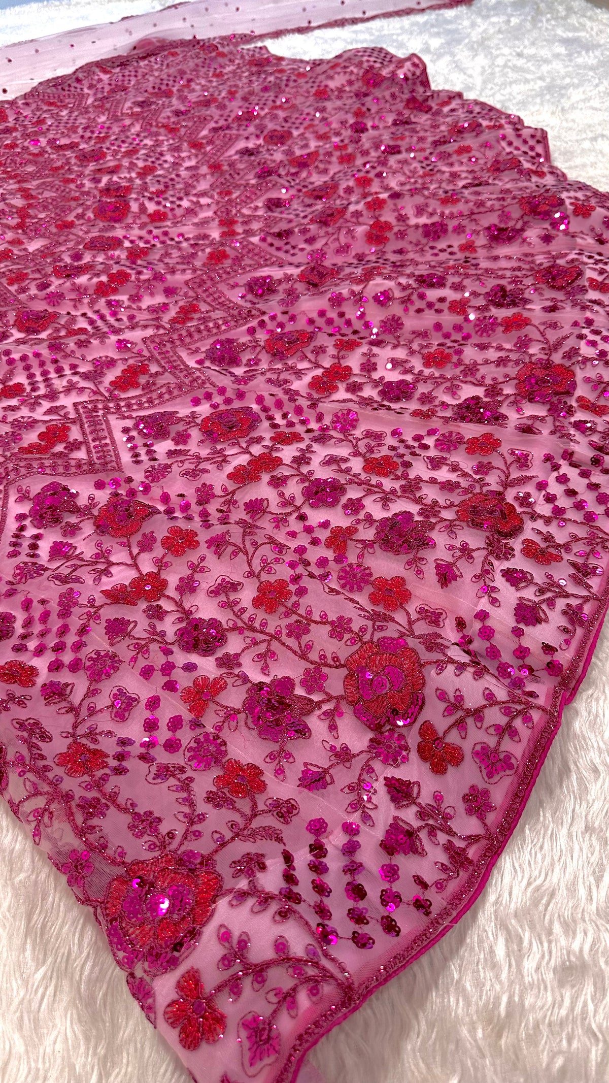 Blush Pink & Rani Pink Sequin Wedding Lehenga Choli