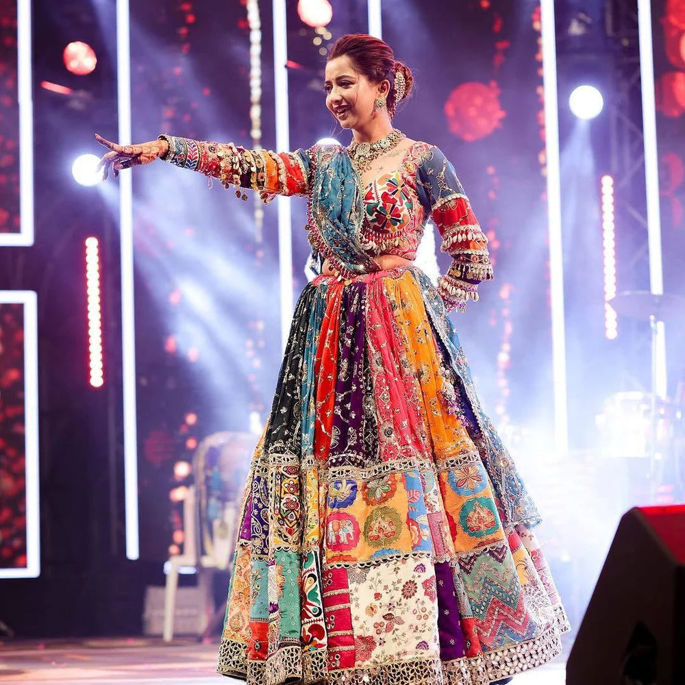 Multi Digital Printed Mirror Work Navratri Lehenga Choli