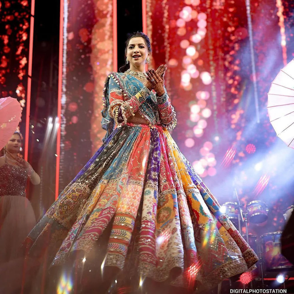 Multi Digital Printed Mirror Work Navratri Lehenga Choli